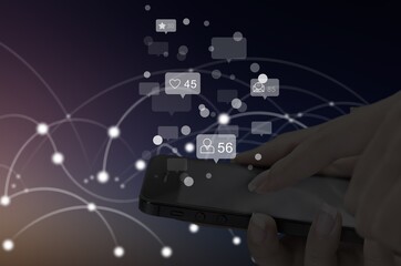 Mobile communication concept. person using a phone