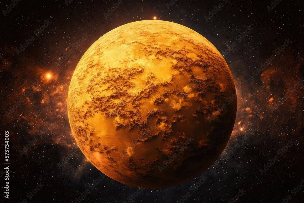 Canvas Prints a desolate, orange hued, terrestrial planet in space. generative ai