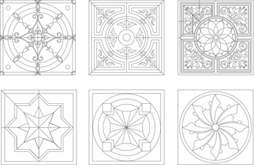 Chinese classical floral mosaic painting illustration vector sketch