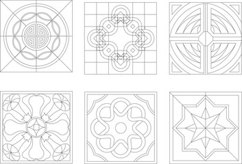 Chinese classical floral mosaic painting illustration vector sketch