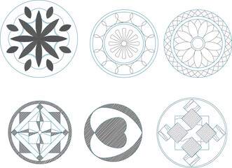 set of round mosaic baground vector illustration sketches