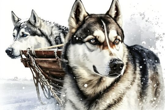 Husky sled dogs should be bred every winter. Husky dogs from the Arctic. dogsledding as a kind of amusement. Generative AI