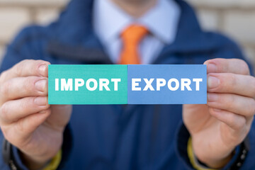 Import and export concept. Freight, shipment, import of goods, export control. Logistics Shipping Cargo. Global trade and distribution.