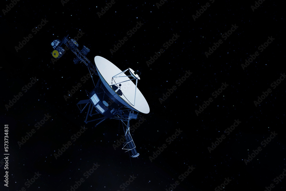 Poster space probe in outer space. elements of this image furnished by nasa