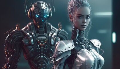 Future AI and cyborg presents a futuristic and advanced world where technology merges with humanity, symbolizing progress and innovation