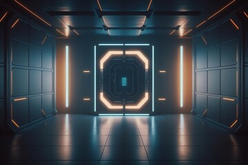 Modern futuristic sci-fi coridor Generative AI