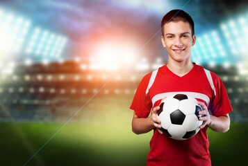 Man professional football player at stadium