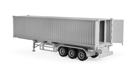 Open toy truck container isolated on white. Export concept