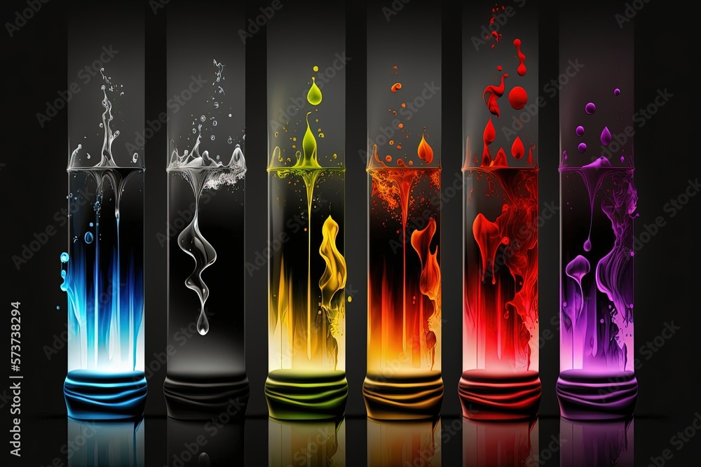Poster phases of color transition during a titration experiment. generative ai