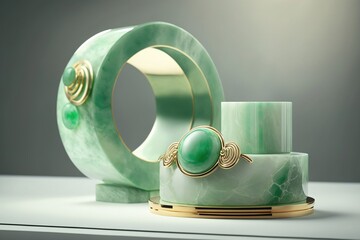Emerald Cosmetic Boxes and Emerald Jewelry on a  Dressing Tables