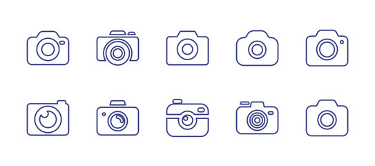 Camera line icon set. Editable stroke. Vector illustration. Containing photo camera, camera, photograph, photo