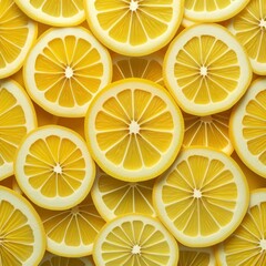 pattern of fresh lemon slices background, colorful seamless texture, close up , generative ai