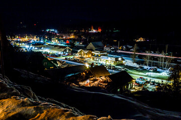  Beautiful view at Truckee, CA, downtown, illuminated at dusk