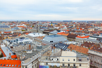 Roofs in Budapest city . Hungary capital city view from above