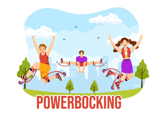 Powerbocking Sport Illustration with Jumping Boots for Web Banner or Landing Page in Extreme Sports Flat Cartoon Hand Drawn Templates
