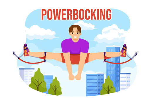 Powerbocking Sport Illustration with Jumping Boots for Web Banner or Landing Page in Extreme Sports Flat Cartoon Hand Drawn Templates