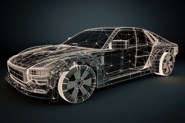 Naklejka premium Wireframe intersection in a modern automotive technology concept (). Generative AI