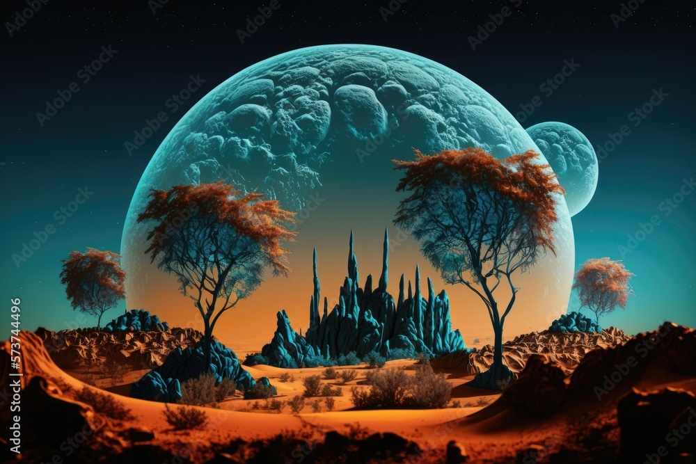 Poster domes of forest in mars. generative ai