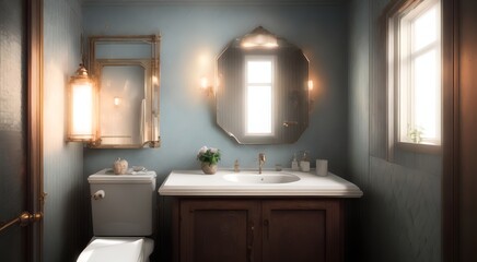 Fototapeta na wymiar Vintage bathroom interior design [AI Generated]