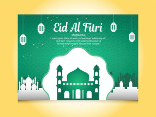 Eid al fitr banner template illustration