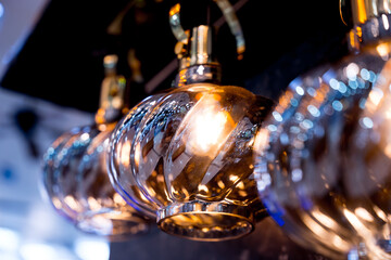 decorative lamps background at the showroom of a large store.