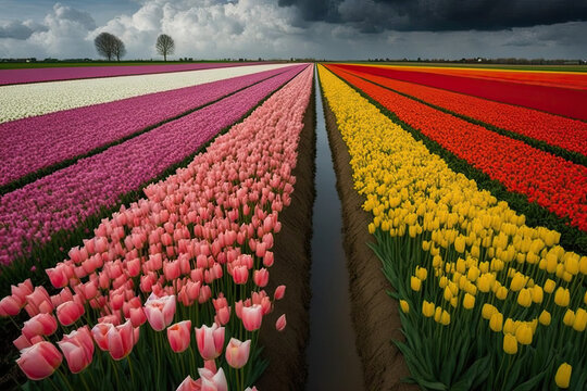 Tulip savannah in the Netherlands, generative AI