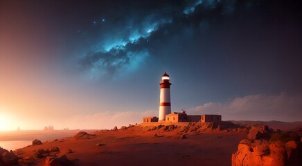 Post-apocalyptic desert lighthouse [AI Generated]
