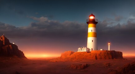 Post-apocalyptic desert lighthouse [AI Generated]