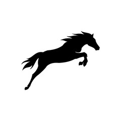Fototapeta na wymiar Jumping Black Horse Silhouette