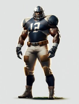 Disney Style Whole Body American Football Player - Cute and Playful Character Illustration