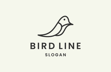 bird simple logo .white background vector design line art