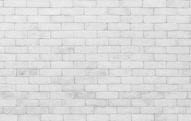 White brick wall texture background for stone tile block painted in grey light color wallpaper.