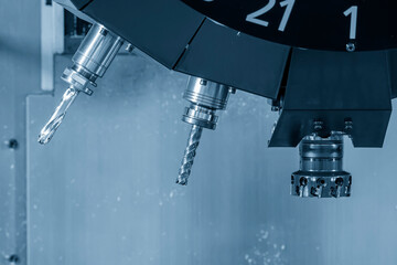 The indexable tool in the tool magazine of machining center.