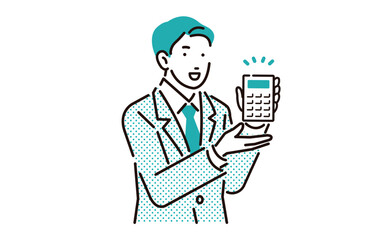 電卓を持つビジネスパーソン男性