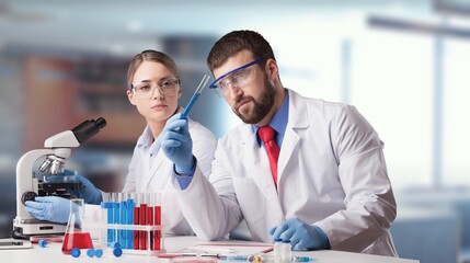 Serious medical scientist do research in laboratory