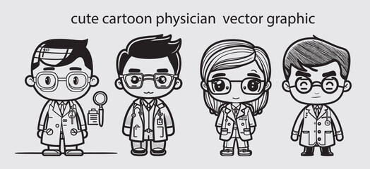 Fototapeta premium cute cartoon physician illustration drawing vector graphic