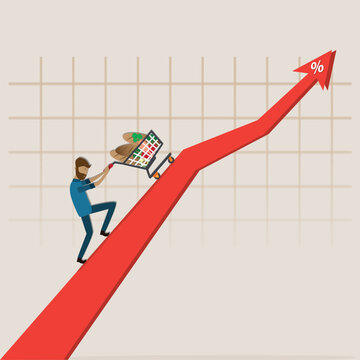 The inflation,  less value of money - vector