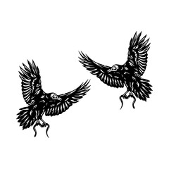 vector illustration of two crows