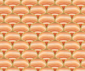Arcs seamless pattern. Grid. Mosaic, inlay. Illustration in stained glass style. Art Deco style. Seamless chaotic pattern for wallpapers, textile print, tile. Decorative gold waves. Agate.