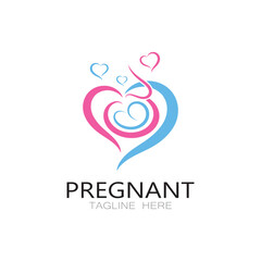 pregnant woman logo design illustration icon template vector , abstract minimalist simple, for childbirth, maternity clinic, pregnant fashion, pregnant photos with modern concepts
