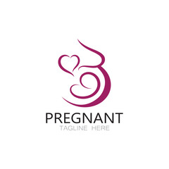 Obraz premium pregnant woman logo design illustration icon template vector , abstract minimalist simple, for childbirth, maternity clinic, pregnant fashion, pregnant photos with modern concepts
