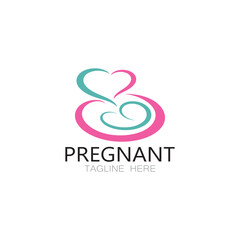 pregnant woman logo design illustration icon template vector , abstract minimalist simple, for childbirth, maternity clinic, pregnant fashion, pregnant photos with modern concepts