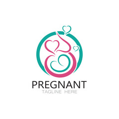 Fototapeta premium pregnant woman logo design illustration icon template vector , abstract minimalist simple, for childbirth, maternity clinic, pregnant fashion, pregnant photos with modern concepts