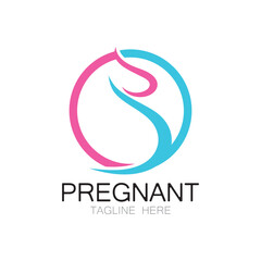 Obraz premium pregnant woman logo design illustration icon template vector , abstract minimalist simple, for childbirth, maternity clinic, pregnant fashion, pregnant photos with modern concepts