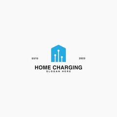 premium simple home charging logo design vector idea with modern and elegant styles. recharge house station logo vector design template isolated on white background