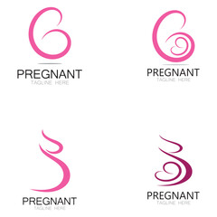 pregnant woman logo design illustration icon template vector , abstract minimalist simple, for childbirth, maternity clinic, pregnant fashion, pregnant photos with modern concepts