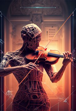 Close Up Of A Person Playing A Violin. Generative Ai.