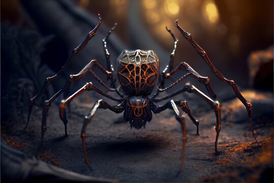close up of a spider on a rock. generative ai.