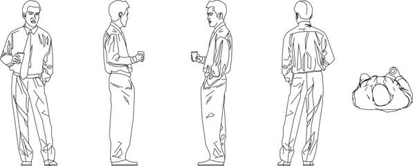 Sketch vector illustration of a person holding a glass