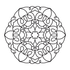 Easy Mandalas Flower Design. Elegant Simple mandala page intricate lines patterns wall art, invitations, branding,  designs, basic mandalas Coloring Book